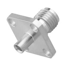 RF INDUSTRIES LTD RSA-3570-1-047 Conector SMA Hembra 4 Hoyos en Panel de 13 mm Soldable en Cable Semi-Rigido de 0.047" Diametro Grupo SR0 Oro/ Oro/ Teflon.