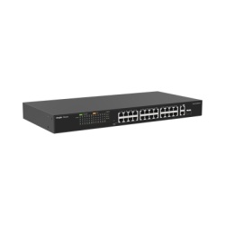 RUIJIE RG-ES126FGS-P Switch PoE+ no Administrable hasta 370 Watts Ideal para CCTV 24 Puertos 10/100 PoE+ 2 Uplinks Gigabit (1 SFP COMBO)