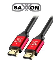 SAXXON HDMI-150 - Cable HDMI de 15 metros de alta velocidad / Versión 2.0 / Resolución 4K / Canal de retorno de audio (ARC) / Video 3D / Blindado para reducir interferencias / Chapado en oro / Alta resistencia y durabilidad.