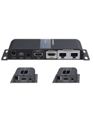 SAXXON TVT017008 SAXXON LKV712PRO- Kit extensor HDMI de 2 Puertos/ Hasta 40 metros/ CAT6/ 6A/ 7/ Resolucion 1080p/ loop HDMI/ Transmisor IR/ Plug and play