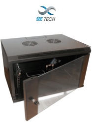 SBE TECH SBT1580007 SBE TECH GNLPAR6URP - Gabinete de pared 6UR 60x60 cm puerta de cristal templado cerradura y llaves.