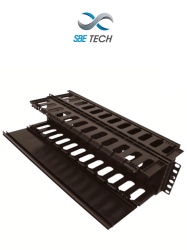 SBE TECH SBT1590010 SBE TECH SBE-OH2URD - Organizador de cable horizontal para rack con doble lado y base metalica 19 pulgadas y 2UR