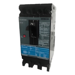 SIEMENS ED63B070MX Interruptor Termomagnetico ED6 600V 3X70A Sin zapatas principales.