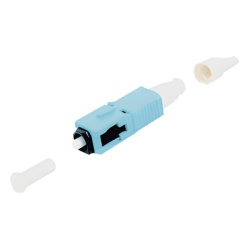 SIEMON FC1-LB-SC5-9AQ Conector de Fibra Optica Pre-Pulido LightBow SC Simplex Multimodo 50/125 (OM3/OM4) Re-Terminable Color Aqua