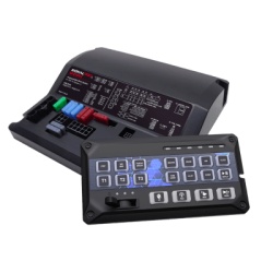 SIGNALPRO SP204RV2 Sirena Vehicular de 200W de Potencia Programable Con Controlador de Panel Deslizante de 19 botones indicador de flecha de trafico de 6 LED 12 Salidas Auxiliares