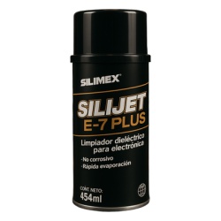 SILIMEX SILIJET-E-7-PLUS Limpiador Dielectrico Industrial para Equipos Electronicos Elimina Grasa Cochambre Polvo Sin Corrosion Sin Enjuague y Sin Residuos Envase 454 ml