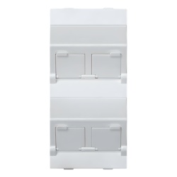 SIMON SM-FP-4-KEYA (S80CMD64/9) Placa Voz y Datos Inclinada con Guardapolvo y Adaptador Cuadruple para RJ45 Keystone