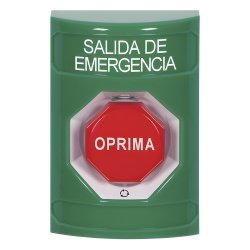STI SS2109EX-ES Boton de Salida de Emergencia Texto en Espanol Accion Mantenida Girar para Restablecer LED de iluminacion