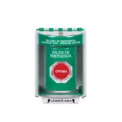 STI SS2181EX-ES Boton de Salida de Emergencia Cubierta de Policarbonato Super Resistente de Superficie con Espaciador Activacion de Accion Mantenida Con Bocina de Advertencia