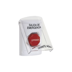 STI SS2322EX-ES Boton de Emergencia Texto en Espanol Tapa Protectora de Policarbonato Super Resistente Restablecimiento con Llave