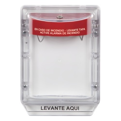 STI STI-1130-ES Cubierta Protectora Serie Stopper II® De Policarbonato Con Bocina Espaciador Transparente Etiqueta en Espanol - Img 2
