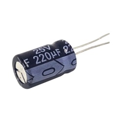 Syscom 0220M0025V Capacitor Electrolitico Radial de Aluminio 220 ÂµFd 25 Vcc 105 Â°C 8 x 11 mm.