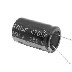 Syscom 0470M0250V Capacitor Electrolitico de Aluminio Radial de 470 ÂµFd 250 Vcc 105 Â°C 25 x 40 mm.