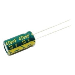Syscom CE470/10V Capacitor Electrolitico de Aluminio Radial de 470 µFd 10 Volt 105 °C 6.3 x 11 mm.