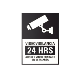 Syscom SYSCALVIDBN/10 Etiquetas Adheribles Videovigilancia 24 Horas Color Blanco y Negro / Paquete con 10
