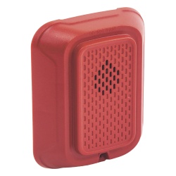 SYSTEM SENSOR HR-L Sirena (bocina) para pared sin lampara estroboscopica color rojo tono y volumen seleccionables 12 o 24 Vcd