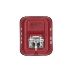 SYSTEM SENSOR P2R-L Sirena con lampara estroboscopica de 2 hilos para pared color rojo leyenda FIRE candela seleccionable en campo