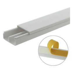 THORSMAN TMK-1020-CD-CC Canaleta blanca de PVC auto extinguible con division 20 x 10 mm tramo 6 pies con cinta adhesiva (5101-21252)