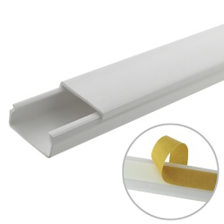 THORSMAN TMK-1020-SD-CC Canaleta blanca de PVC auto extinguible sin division 20 x 10 mm tramo de 6 pies con cinta adhesiva (5101-21262)