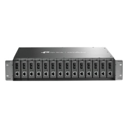 TP-LINK TL-MC1400 Chasis para Montaje en Rack de 14 bahias / Soporta Convertidores de Fibra Optica TP-Link / Compatibles (MC111CS MC112CS MC220L MC110CS MC100CM MC210CS MC200CM) / Plug and Play