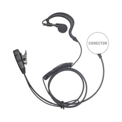 TX PRO TX-110N-M02 Micrófono-Audífono Profesional / Gancho Ajustable Tipo G / PTT de Solapa / Cable con Resorte / Compatible Motorola HT/GP Series