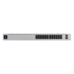 UBIQUITI USW-PRO-24-POE Switch PoE administrado / 24 puertos Gigabit / 2 SFP+ 10G / 400W / Capa 3 / Sin ventiladores / 1U rack
