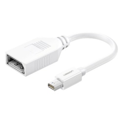 UGREEN 10445 Cable Mini DP Macho a DP Hembra | Thunderbolt 2 | Version DP 1.2 | Soporta 4K*2K | Cable de 15 cm (5.91 Pulgadas) | Color Blanco.