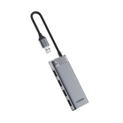 UGREEN 15548 HUB USB-A 3.2 Gen1 4 EN 1 | 4 Puertos USB-A (5Gbps) | Carcasa ABS + PC | Soporta OTG | Luz Indicadora LED | Cable de Nylon Trenzado de 20cm (Mas de 20000 flexiones) | Interfaz Niquelada |