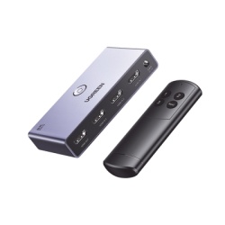 UGREEN 15604 Switch (Splitter) 8K HDMI 2.1 / 3 Entradas 1 Salida / Incluye Control Remoto / Soporta 8K@60Hz 4K@120Hz 4K@60Hz 3D / HDR / HDCP 2.3 / Carcasa de Aluminio.