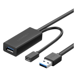 UGREEN 20826 Cable de Extension Activo USB 3.0 con puerto de alimentacion Micro USB / 5 Metros / USB 3.0 a 5Gbps / No requiere controlador / Ideal para impresoras consolas Webcam etc.
