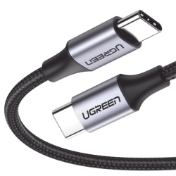 UGREEN 50150 Cable USB-C a USB-C | 1 Metro (3.28 Pies) | Transferencia de Datos de 480 Mbps | Carga Rapida de Hasta 60W | QC 4.0/3.0/2.0 | PD3.0 | FPC | AFC | Proteccion Integrada | Caja de Aluminio |