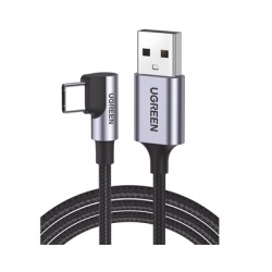 UGREEN 50941 Cable USB-A a USB-C | 1 Metro | Conector con Angulo Recto de 90Â° | Carga Rapida de hasta 60W | 480 Mbps | PD3.0 | QC4.0/3.0/2.0 | FPC | AFC | Proteccion Integrada| Caja de Aluminio | Nyl
