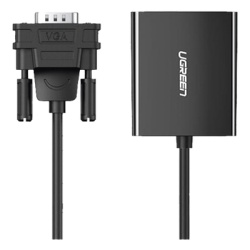 UGREEN 50945 VGA Macho / Salida: HDMI Hembra / Resolucion de 1080P@60Hz / Puerto Estereo de 3.5 mm / Plug and Play Sin Controlador / Longitud del Cable 15 cm (5.91 Pulgadas). / Incluye Cable de Alimen