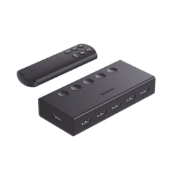 UGREEN 90512 Conmutador HDMI 5X1 | 4K@60Hz | HDMI 2.0 1.4 | HDCP 2.2 1.4 | VRR | Dynamic HDR | 3D | CEC | EDID | IR 10 Metros (32.81 Pies) | 18Gbps | Cambio Manual y por Control Remoto | Incluye Cable