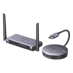 UGREEN 90909A Transmisor y Receptor Inalambrico HDMI | 50m | Salida HDMI y VGA (Simultanea) | Audio 3.5mm | Efecto 3D | Luz Indicadora LED | Clic and Go | Senal Estable | Amplia Compatibilidad | Conec