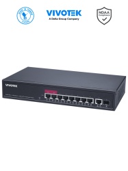VIVOTEK VIV3720005 VIVOTEK AW-GEL-105A-110 - Switch PoE administrable 8 puertos PoE Gigabit 1 puerto GE 1 puerto SFP 20 Gbps 30W por puerto 110W Totales PoE Extendido 250mts