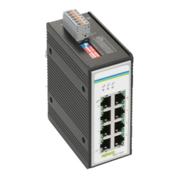 WAGO 852-1102 Switch Industrial / 8 Puertos Gigabit 1000Base-T / Alimentacion Redundante 9-57V DC / Carcasa Metalica IP30 / Rango Temperatura -40Â°C a +70Â°C / Montaje Carril DIN / Store and Forward