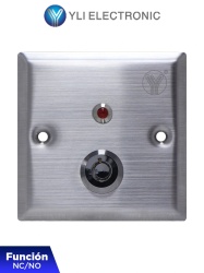 YLI 77342 YLI YKS850LS - Boton Liberador de Llave Indicador LED Acero Inoxidable Resistente a la Intemperie Funcion NC/NO