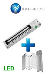 YLI YLI0850006 YLI YM280NLEDPAK - Paquete de Cerradura Magnetica YM280N con Led y Soporte de Fijacion tipo ZL / Fuerza de Sujecion 280kg (600LB) / Para puertas de madera vidrio y metalicas