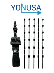 YONUSA YON1260001 YONUSA K156L - Kit de 5 postes de perfil 3/4 en color negro de 1.2 mts de largo con 6 aisladores de paso para 6 lineas con 15 cm de separacion/ Listo para instalacion en campo