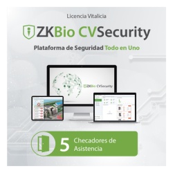 ZKTECO ZKCVTAP5 Licencia para ZKBio CVsecurity permite gestionar hasta 5 dispositivos para tiempo y asistencia