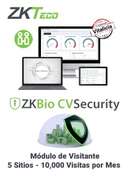 ZKTECO ZKT0740053 ZKTECO ZKBIOCVVISP51W - Licencia para gestion de Visitas en BioCVSecurity / 10 000 Visitas por Mes / 5 Sitios de Registro / Vitalicia