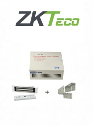 ZKTECO ZKT0850006 ZKTECO LM120YPAK - Paquete de contrachapa magnetica de 120 kg o 264 lb incluye soporte para instalacion en ZL y Gabinete de energia con salida de 12 VDC soporta bateria de respaldo