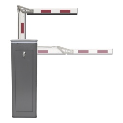 AccessPRO KT-XBF-RBA4 Kit de Barrera Vehicular Derecha y Brazo ARTICULADO de 4 Metros / Finales de Carrera Ajustables por Programacion / Movimiento Fluido / Diseno Elegante Color Gris / Con Corona Led