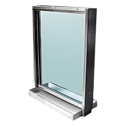 AccessPRO PROVTAPDN3L Ventana blindada Nivel III / Acero Inoxidable / 38mm de espesor / Charola pasa documentos / 90cm x 70cm.