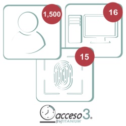 AccessPRO TITANIUMIV-3A [BAJO PEDIDO] Licencia para software Acceso3 TITANIUM / 3 Anos / 1500 Empleados / 16 reloj / 16 PC