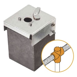 APLICACIONES TECNOLOGICAS ATW20/T16/TV Molde de Grafito Vertical Union en T / Cable 2/0 AWG a Pica 5/8 in / 70 Soldaduras / Acero Electrogalvanizado / Normativa IEC 62305