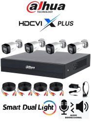DAHUA DH-KIT/XVR1B04-I/T/4-HAC-HFW1200RLN-IL-T - Kit 4 Canales 2 MP con Audio y DVR Cooper-I WizSense. Incluye 4 cámaras Iluminador dual 2 MP con micrófono integrado. 4 canales más 1 IP y 4 SMD Plus. Incluye accesorios/