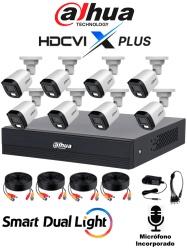 DAHUA DH-KIT/XVR1B08-I/T/8-B1A21N-U-IL-A-0280B- Kit de 8 Canales 2 Megapixeles DVR Cooper-I WizSense Con IA H.265+ 8 Camaras B1A21N-U-IL-A-0280B 1080p 8 Canales + 2 IP o Hasta 10 Canales IP 4 Canales SMD Plus