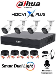 DAHUA DHI-KIT/XVR1B04H-I/T/4-B2A51N-U-IL-A-0280B-S3-DIP -Kit de 4 Ch de 5 MP/ DVR Cooper-I WizSense/Con IA/ H.265+/4 Camaras B2A51 Metalicas/4 Ch + 1 IP o Hasta 5 Ch IP/ 4 Ch SMD Plus/Busqueda de Humanos y Vehiculos/Accesorios Incluidos